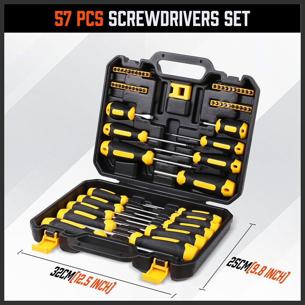 57-Piece Magnetic Screwdriver Set Slotted Phillips Bit Hex Pozidriv Torx Key Bit