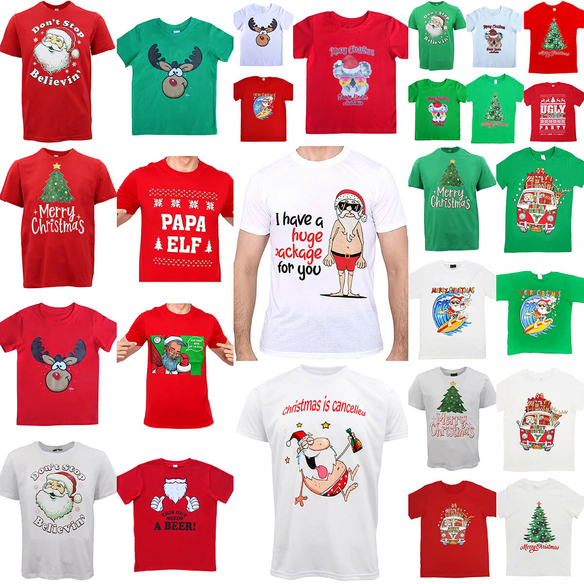 New Funny Adult Xmas Christmas T Shirt Tee Mens Womens 100% Cotton Jolly Ugly, Santa Drive Kombi (Red), M