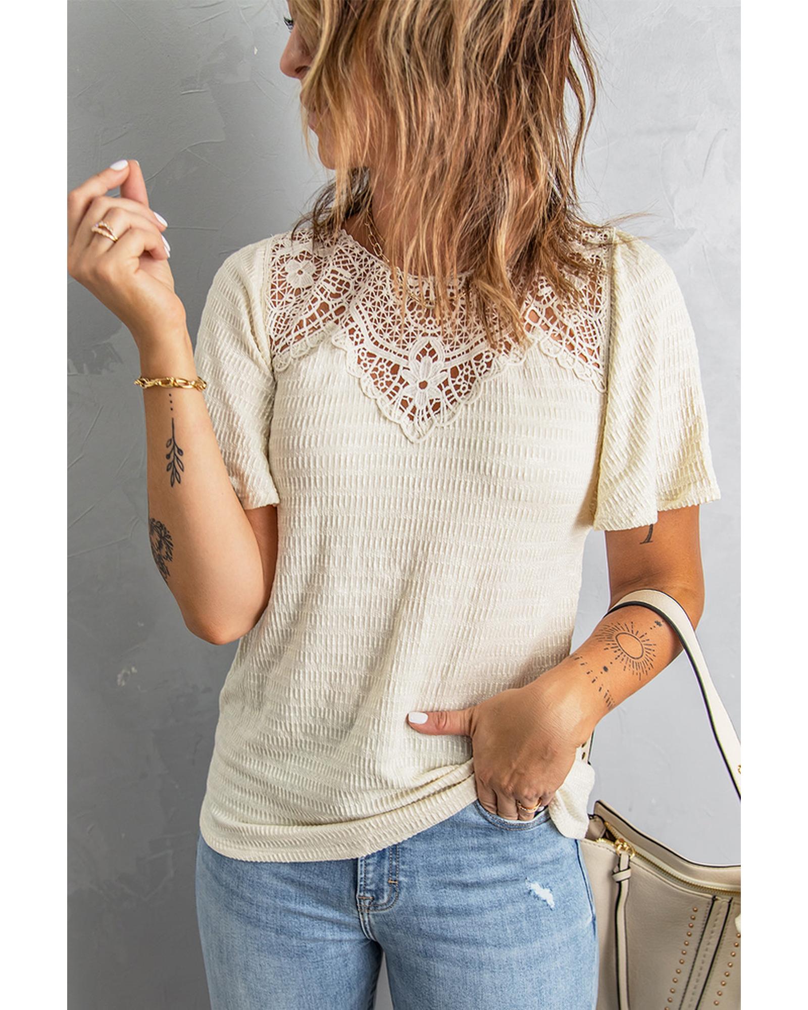 Azura Exchange Flutter Sleeve Crochet Top - XL