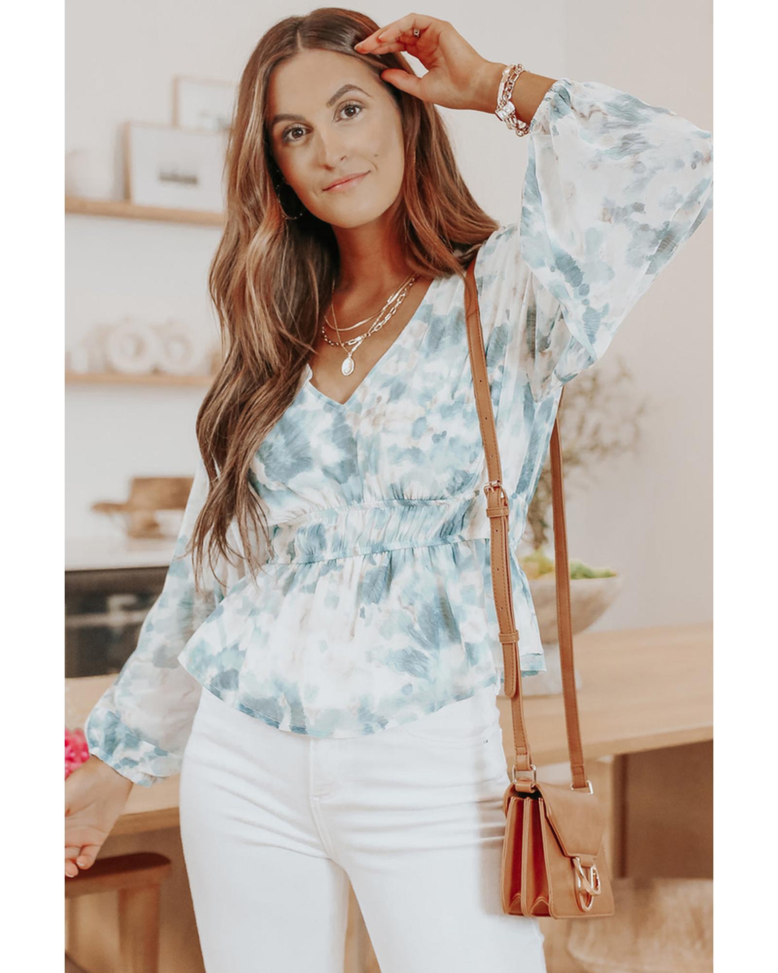 Azura Exchange Tie-Dye Peplum Top - M