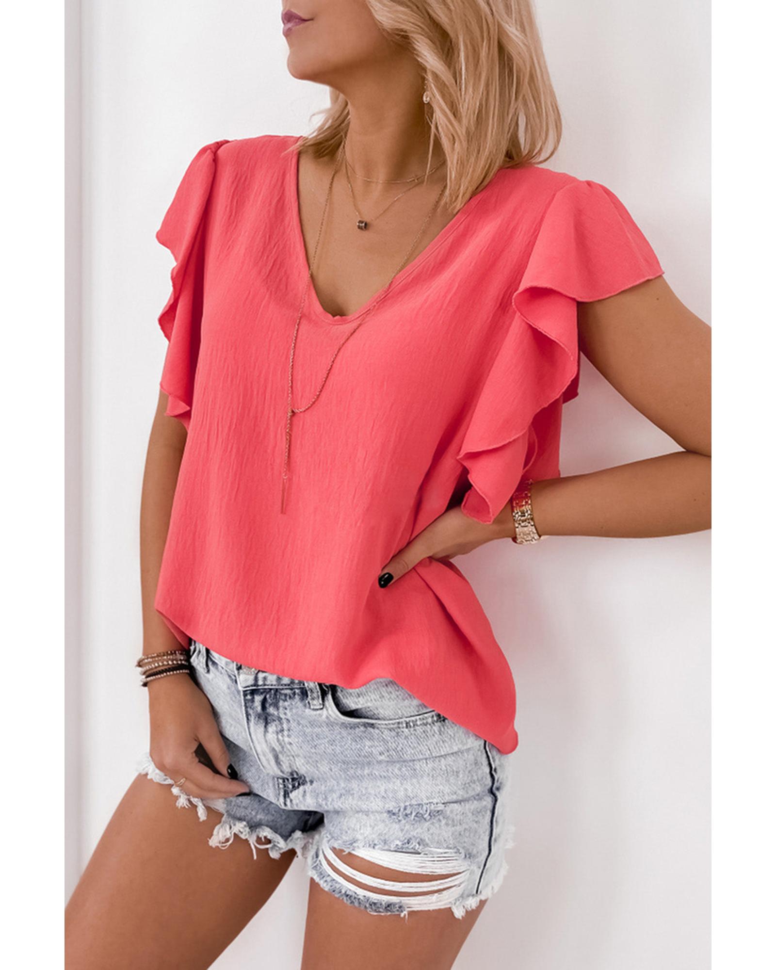 Azura Exchange Ruffle Sleeve Loose Top - S