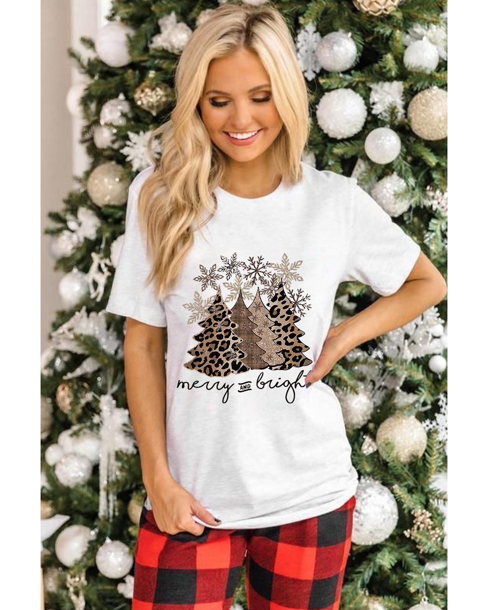 Azura Exchange Leopard Christmas Tree Graphic Print T-Shirt - XL