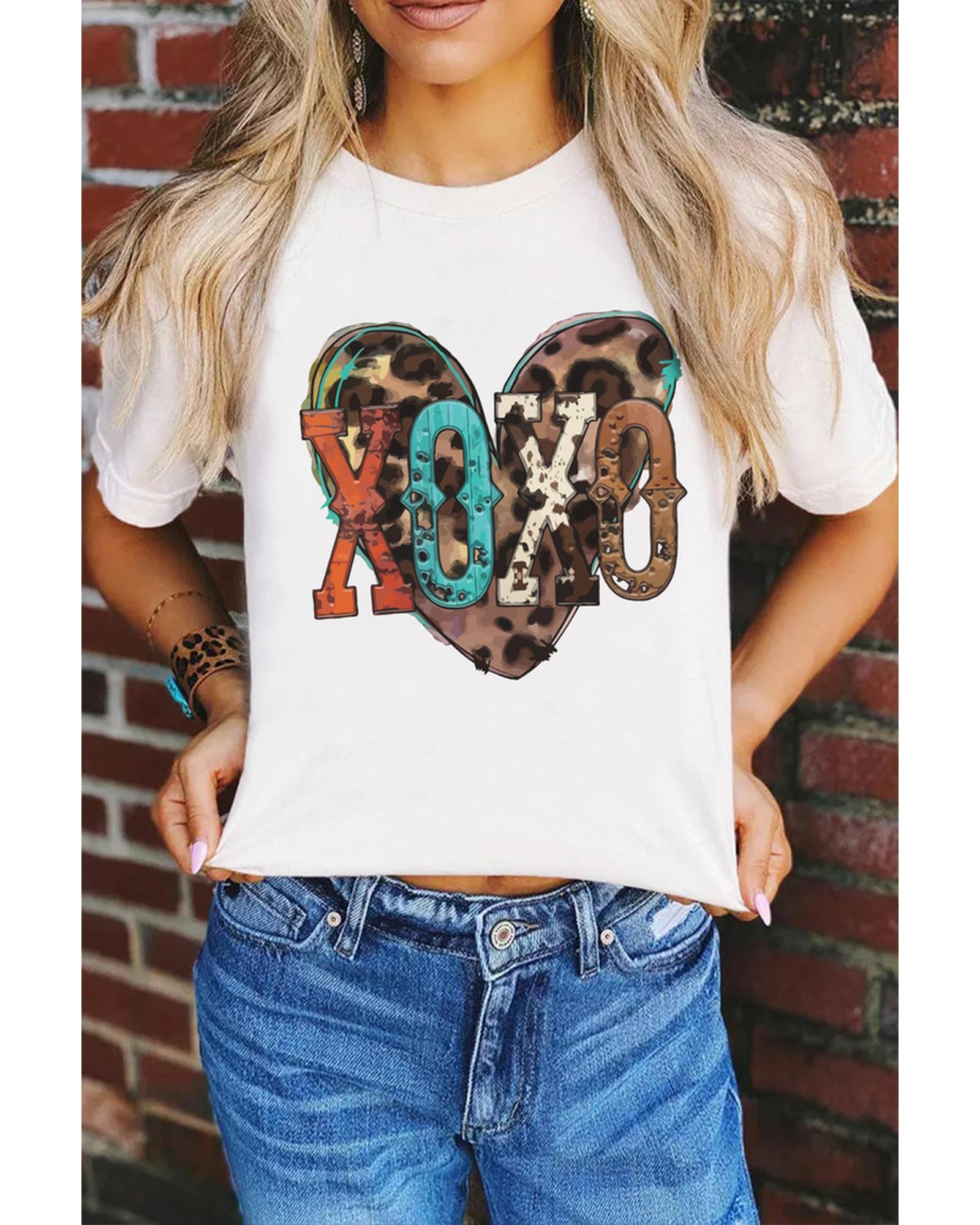 Azura Exchange Heart Shaped Print Crew Neck Graphic Tee - M