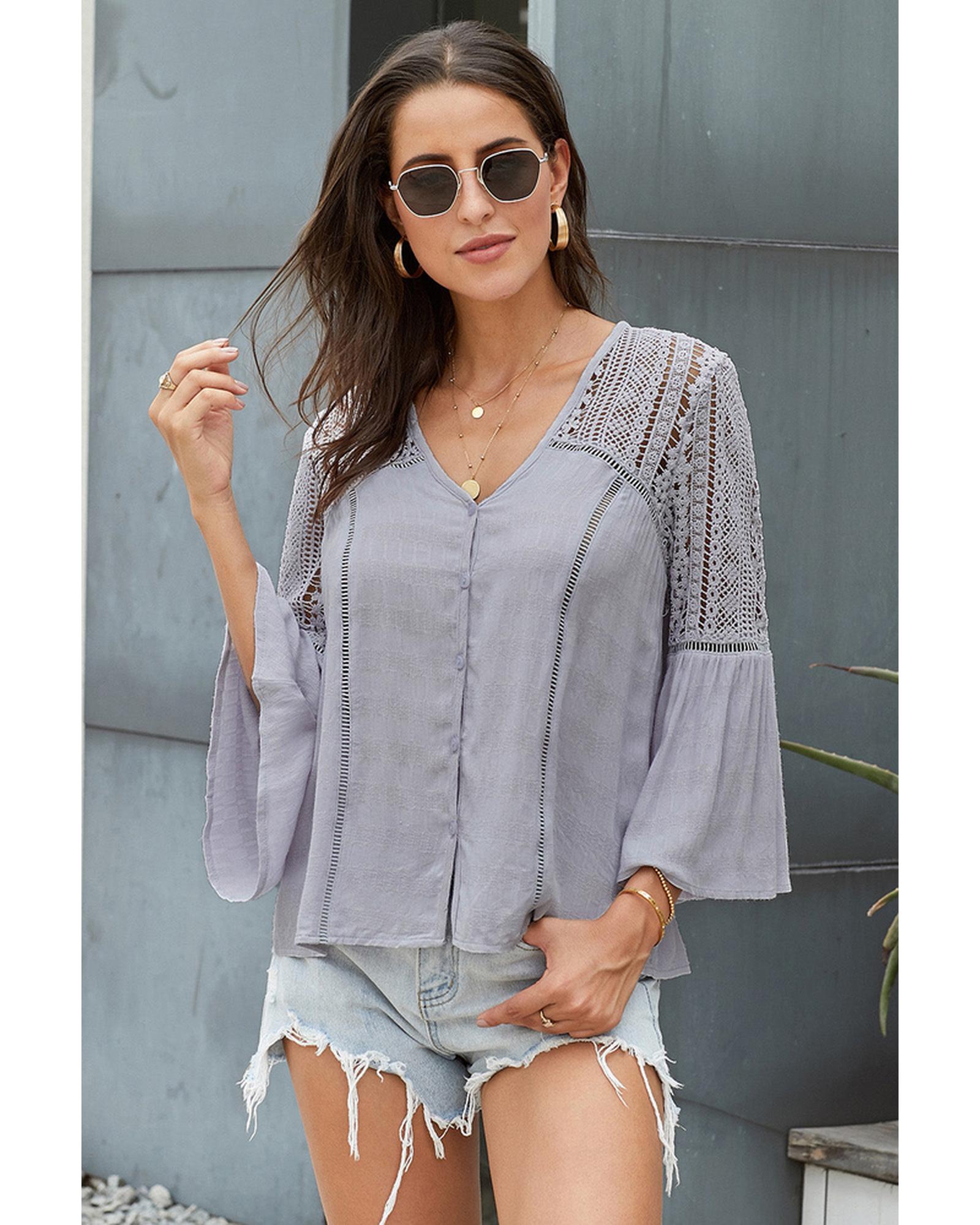 Azura Exchange Crochet Blouse - L