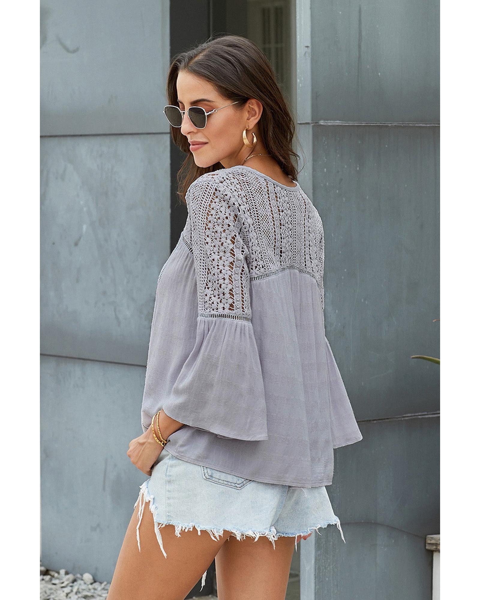 Azura Exchange Crochet Blouse - L