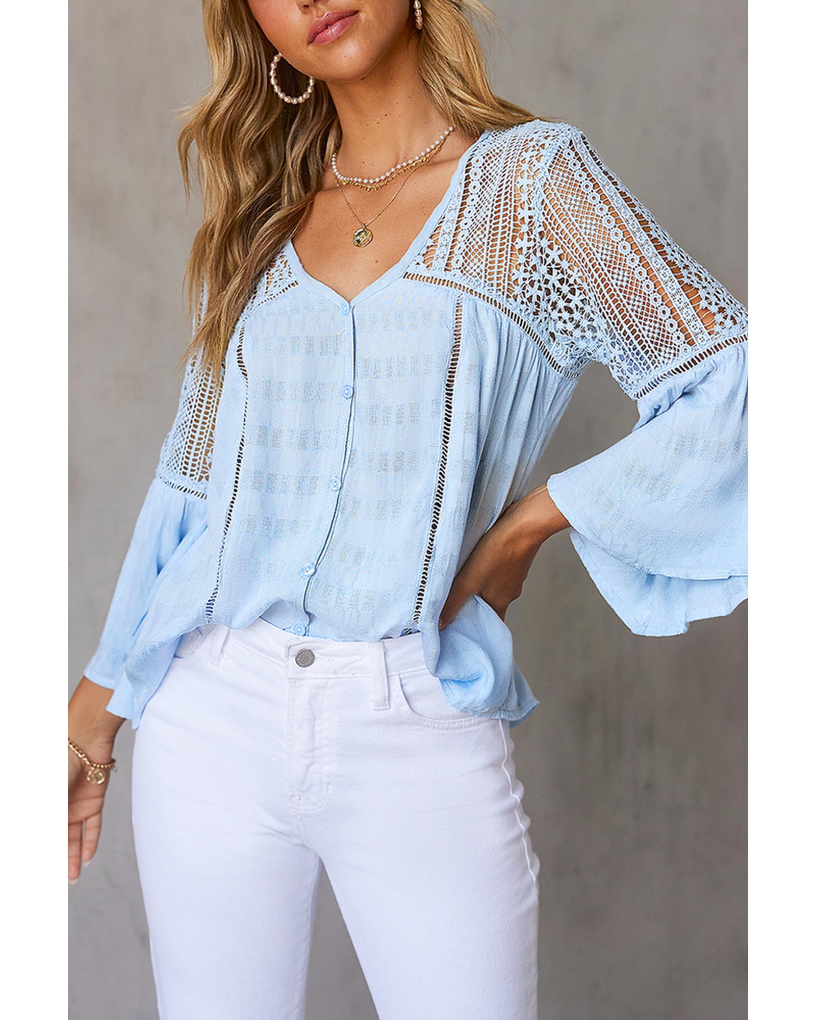 Azura Exchange Du Jour Crochet Blouse - L