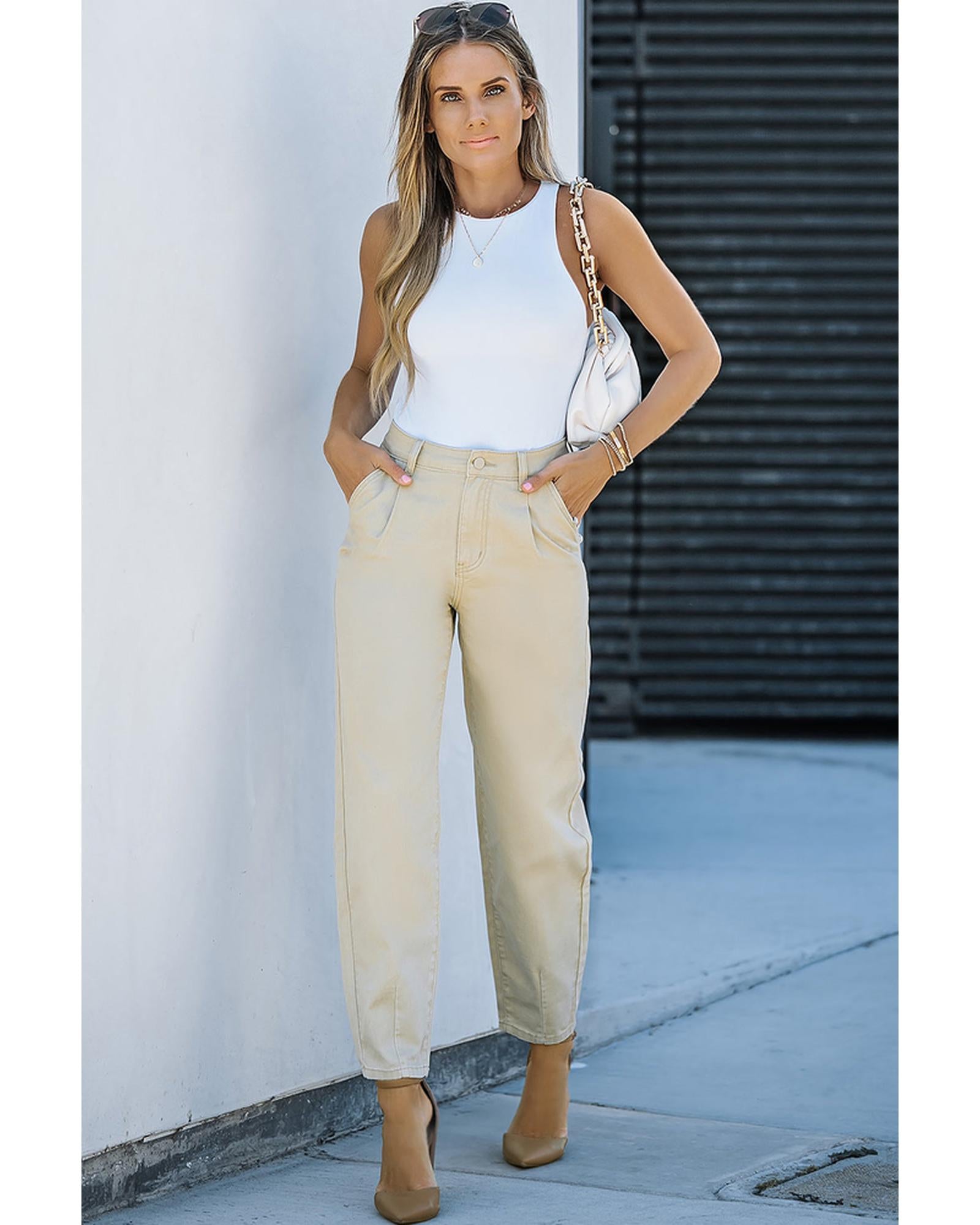 Azura Exchange Solid High Waist Casual Pants - 10 US