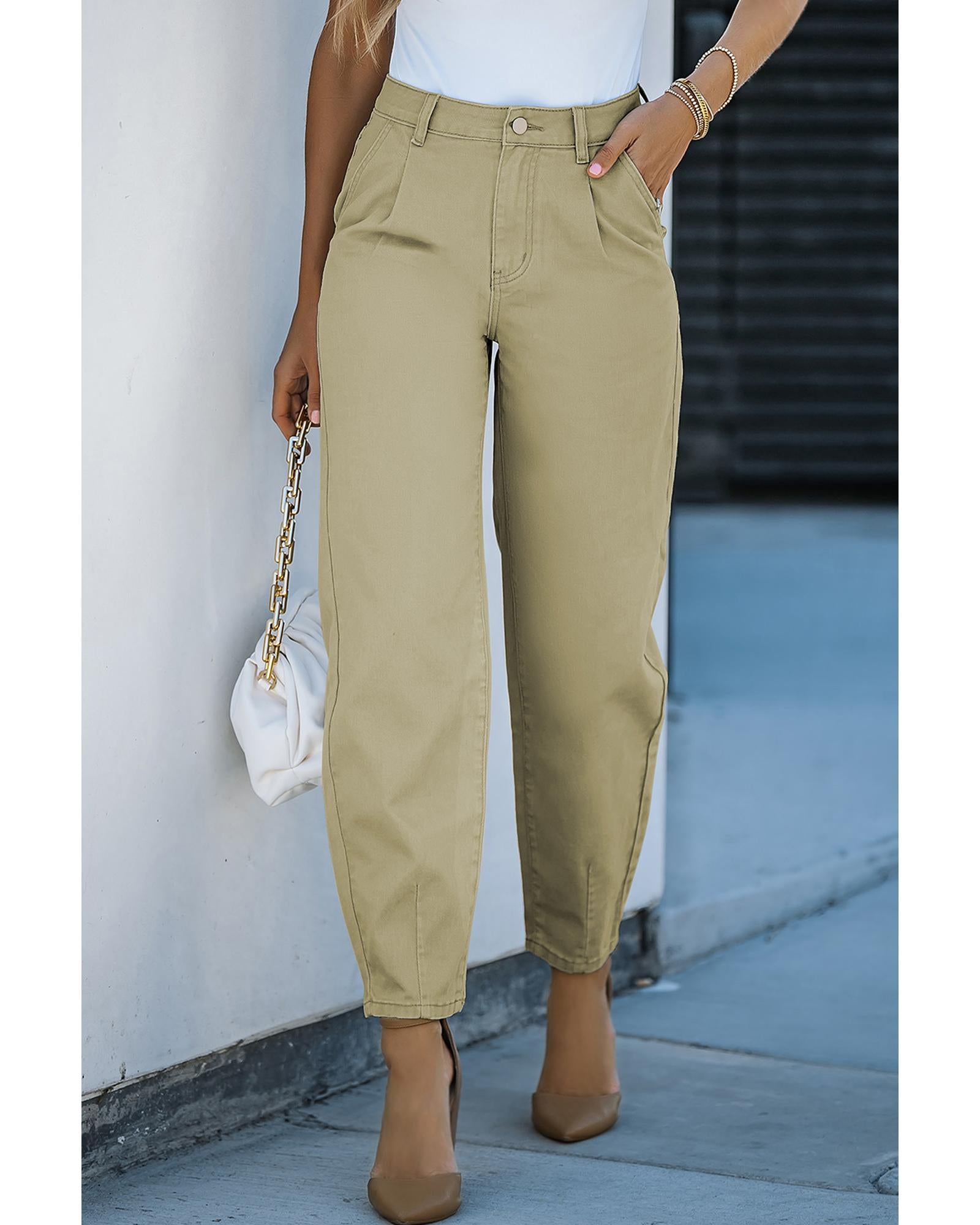 Azura Exchange Solid High Waist Casual Pants - 12 US