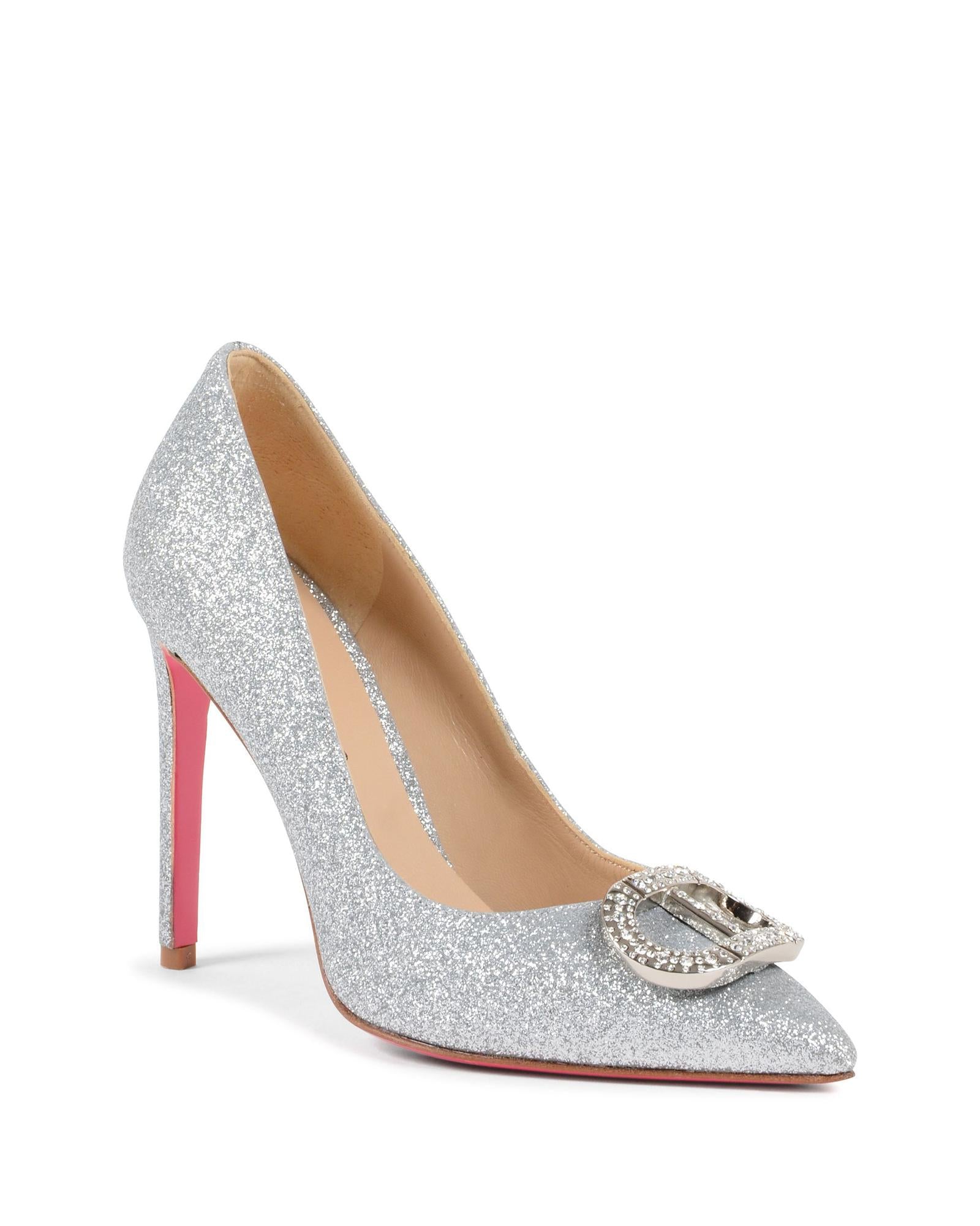 Dee Ocleppo Women's Glitter Fabric Pump in Silver - 37 EU