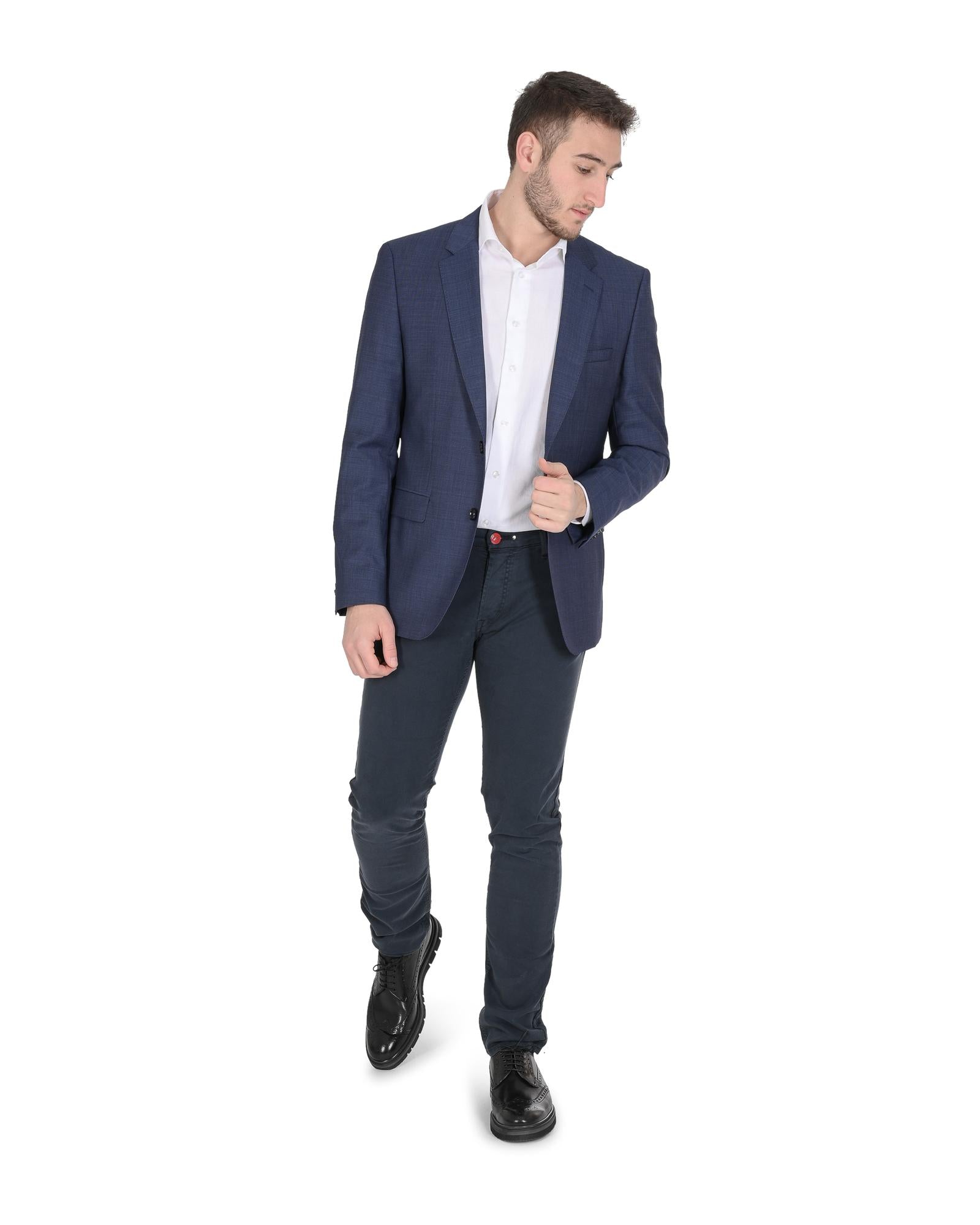 Hugo Boss Men's Blue Wool Blend Jacket in Blue - 106 cm