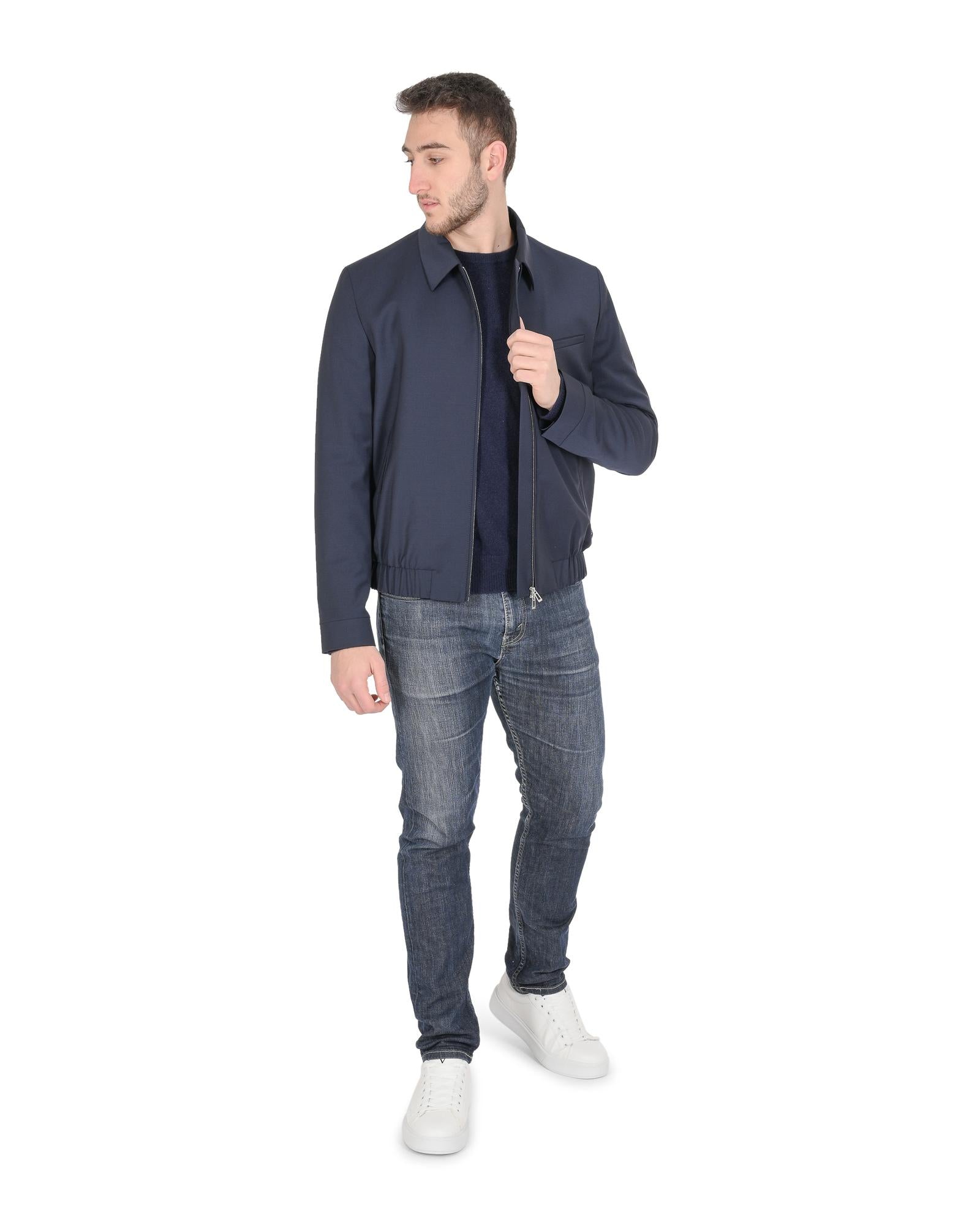 Hugo Boss Men's Blue Jacket with Zip Front in Dark blue - 46 EU