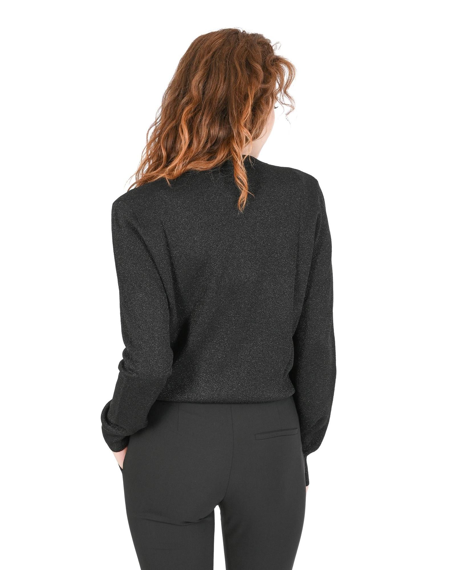 Hugo Boss Women's Black Wool Blend Metallic Sweater in Black - S