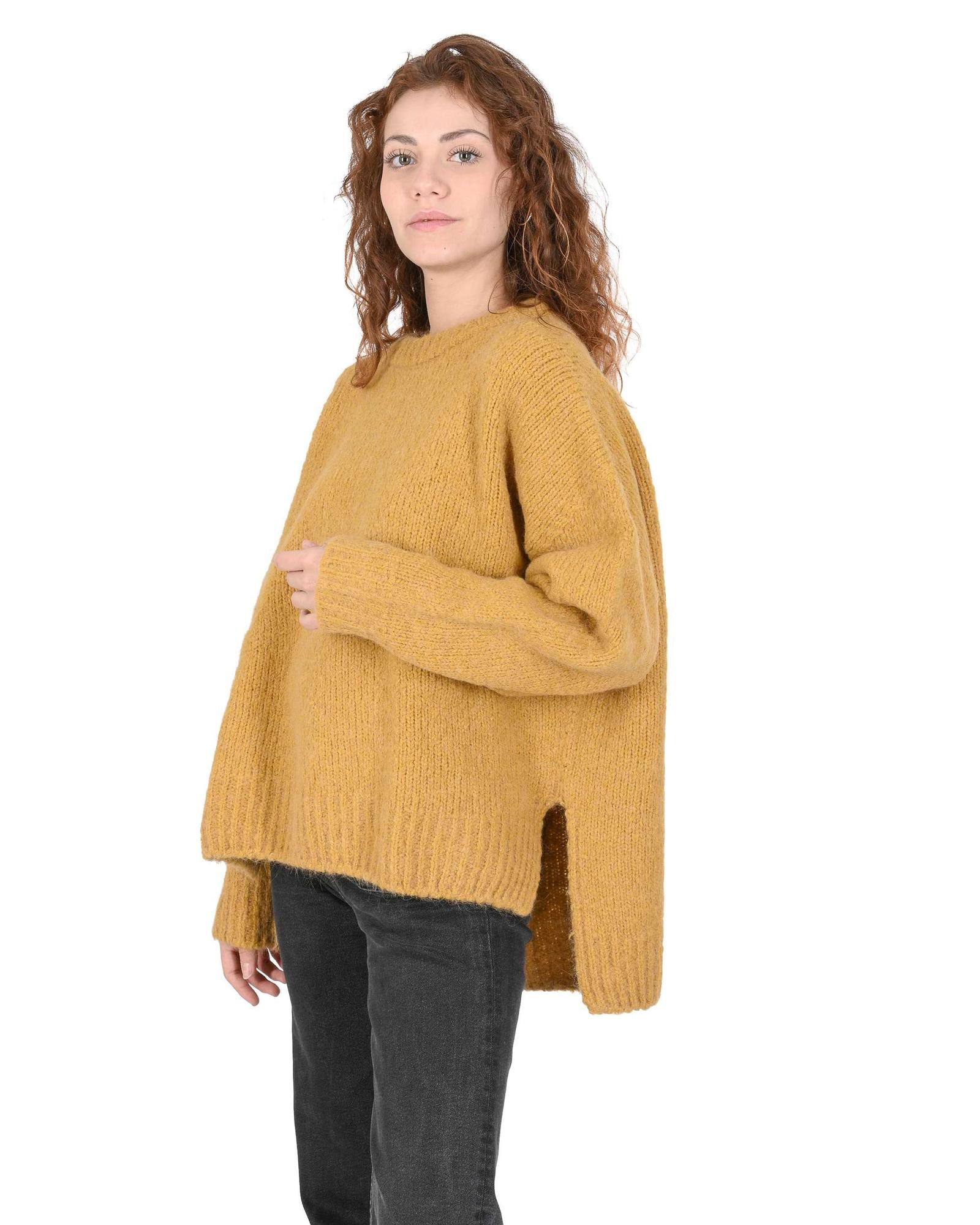 Hugo Boss Women's Dark Yellow Alpaca Blend Sweater in Yellow - XL