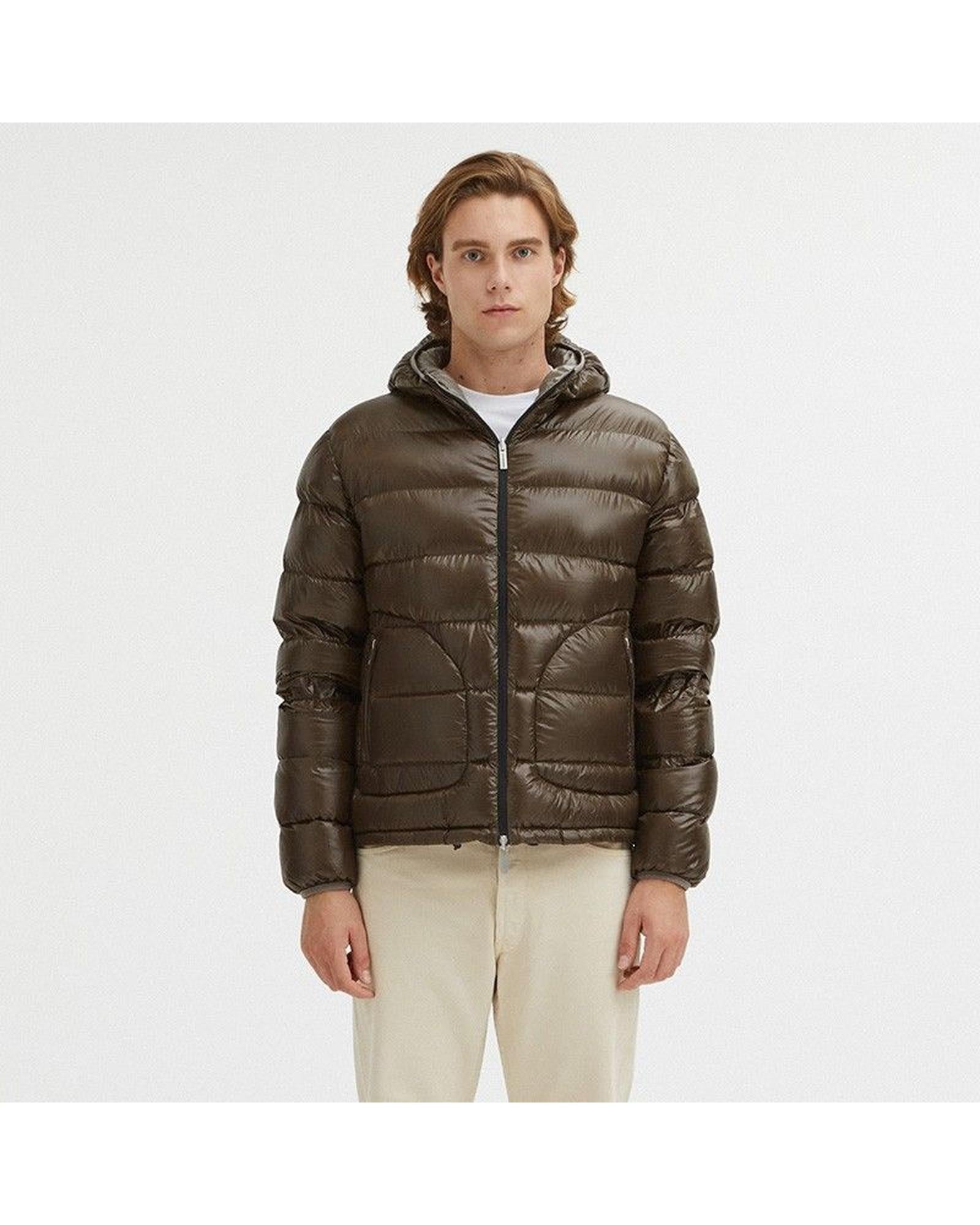 Reversible Hooded Jacket with Zip Closure and Duck Feather Padding L Men