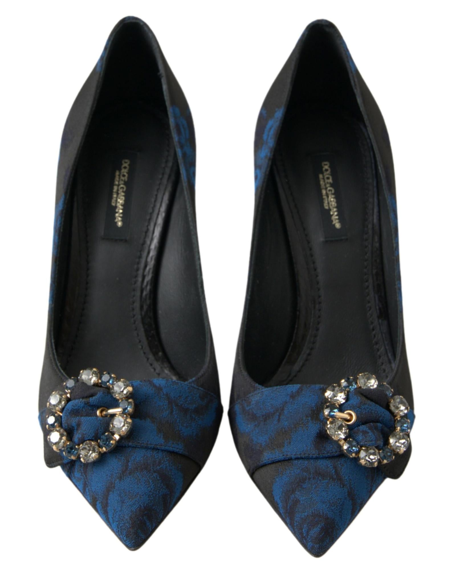 Dolce & Gabbana Women's Blue Floral Ayers Crystal Pumps Shoes - 37.5 EU