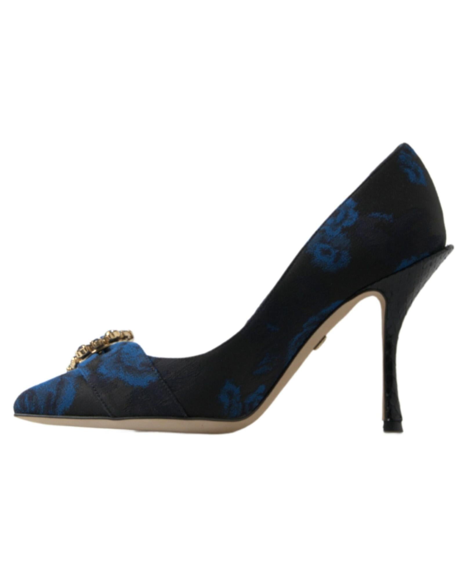 Dolce & Gabbana Women's Blue Floral Ayers Crystal Pumps Shoes - 37.5 EU