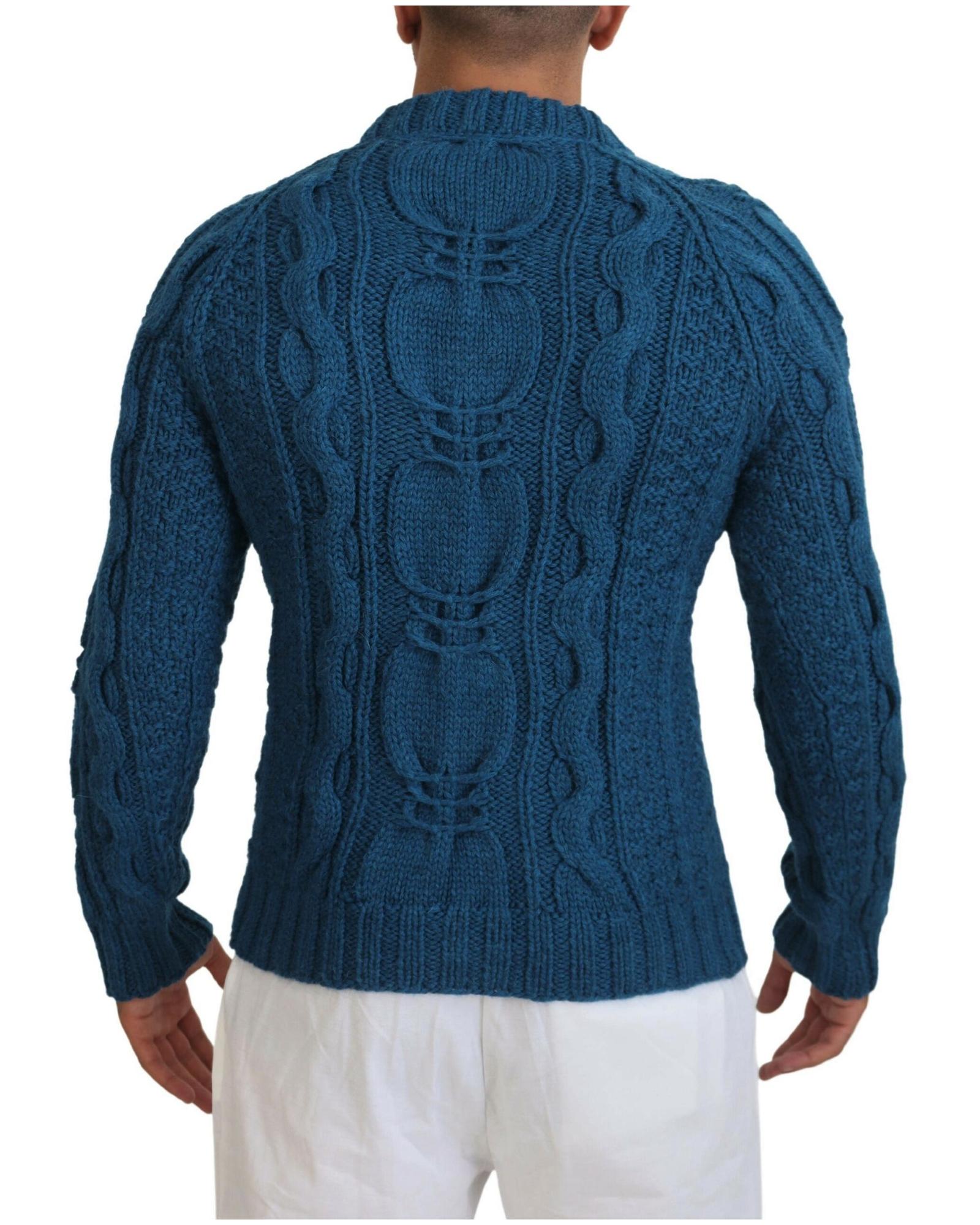 Blue Crewneck Pullover Sweater with Logo Details 46 IT Men