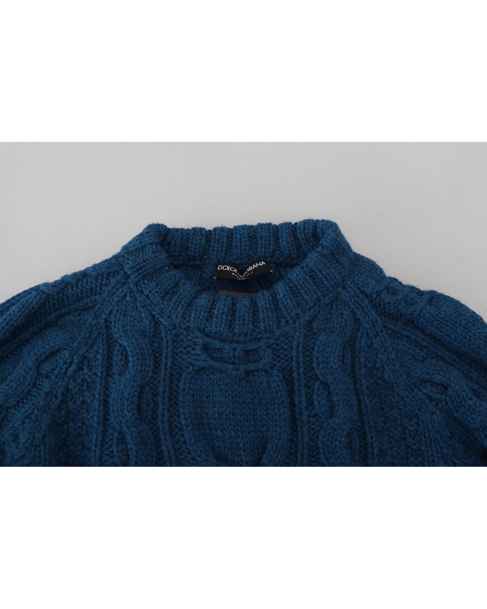 Blue Crewneck Pullover Sweater with Logo Details 46 IT Men