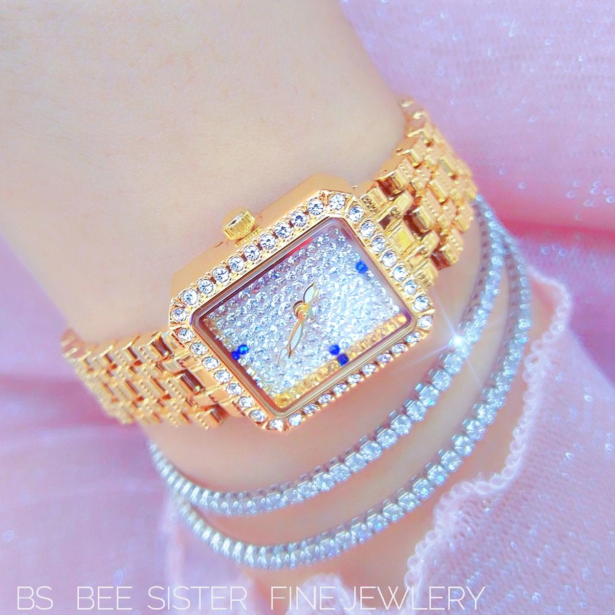 Stylish Diamond Women Alloy Watch Available - Gold