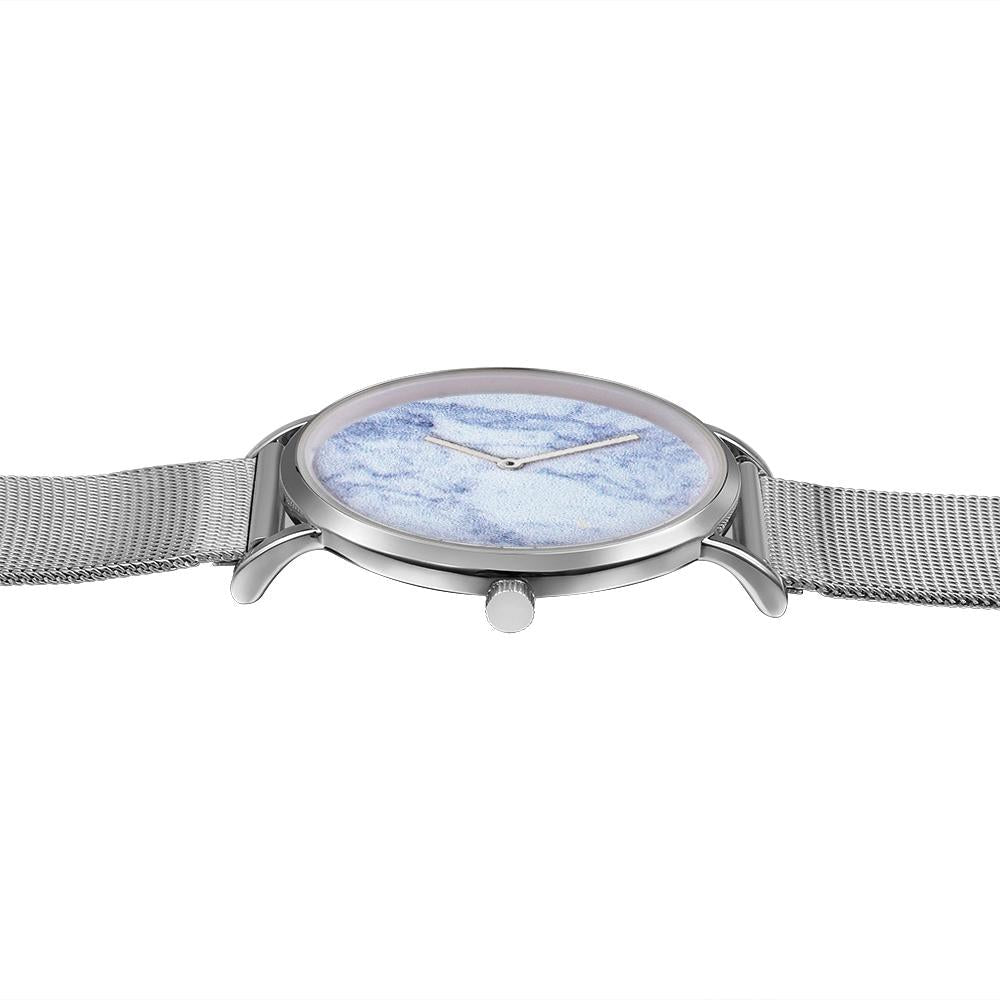 Stylish Women Quartz Watch With Stainless Steel Band - Round Dial Silver Alloy Case - Wa0730C