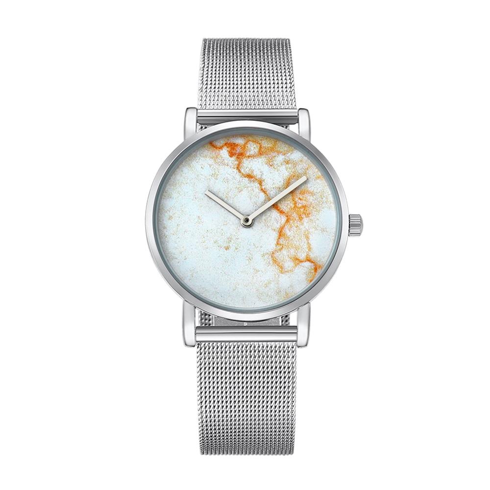 Stylish Women Quartz Watch With Stainless Steel Band - Round Dial Silver Alloy Case - Wa0730C