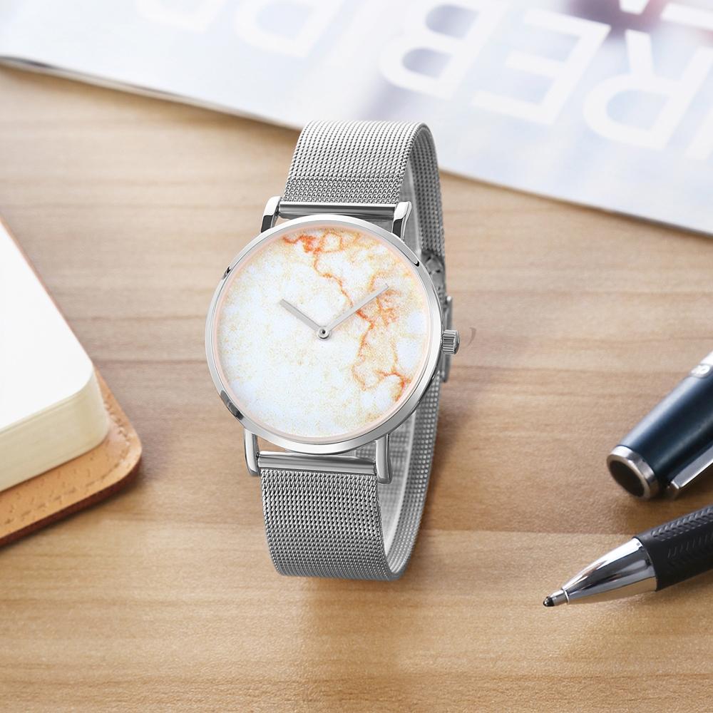 Stylish Women Quartz Watch With Stainless Steel Band - Round Dial Silver Alloy Case - Wa0730C