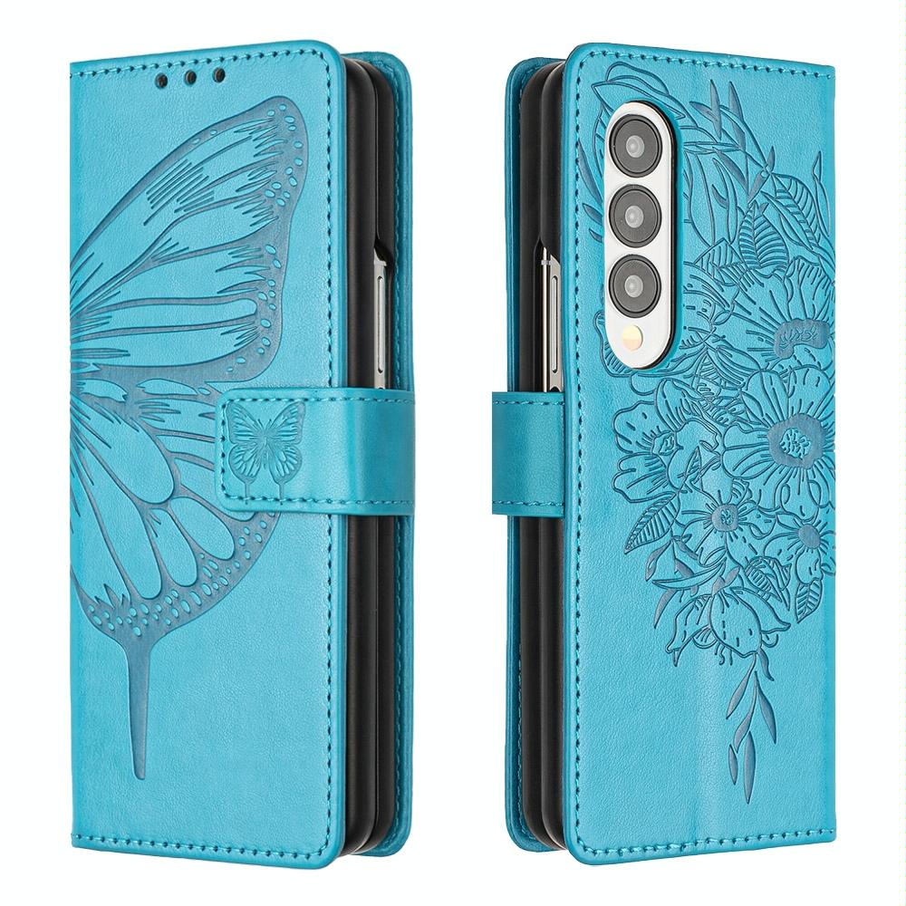 Butterfly Embossed Leather Phone Case - Grey