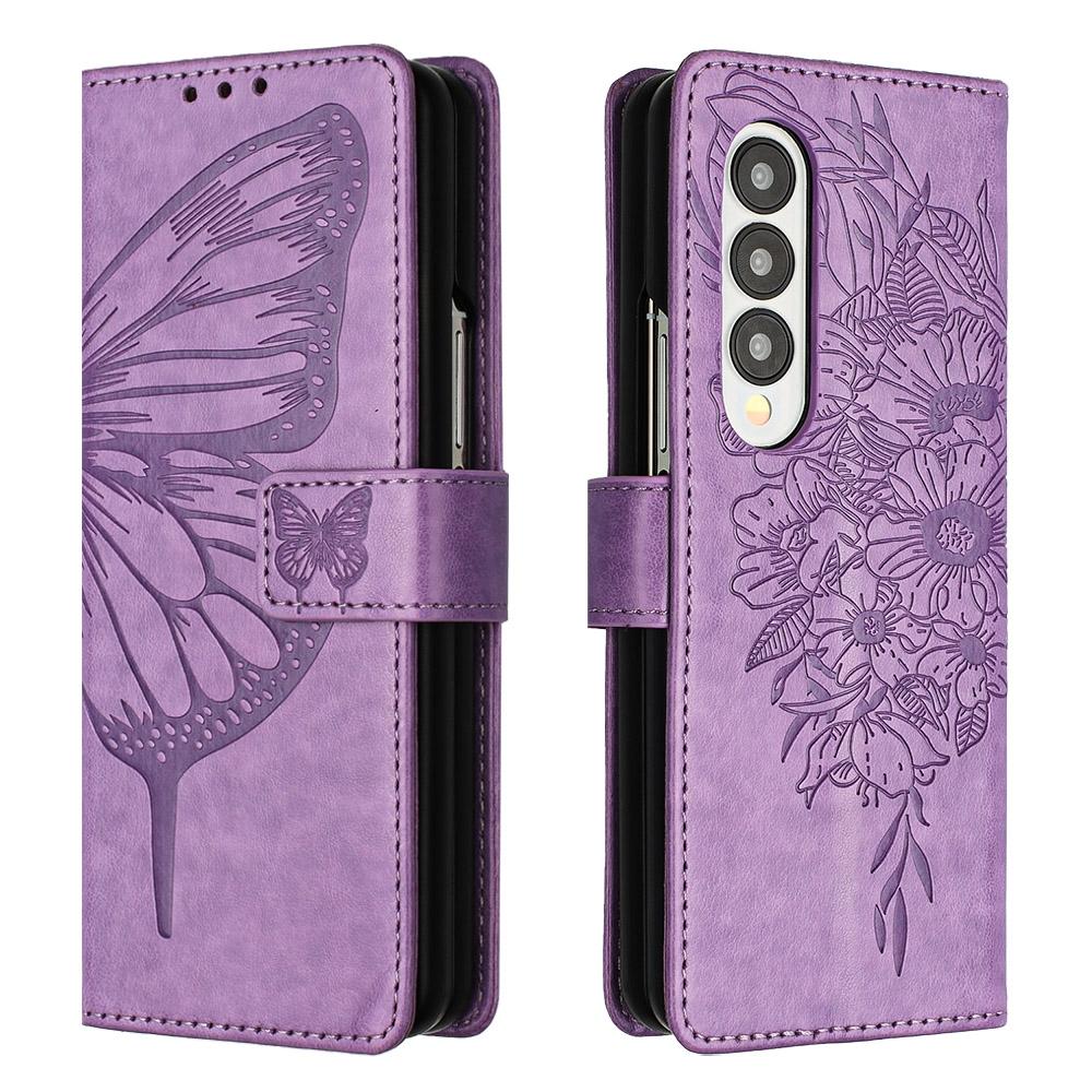 Butterfly Embossed Leather Phone Case - Grey