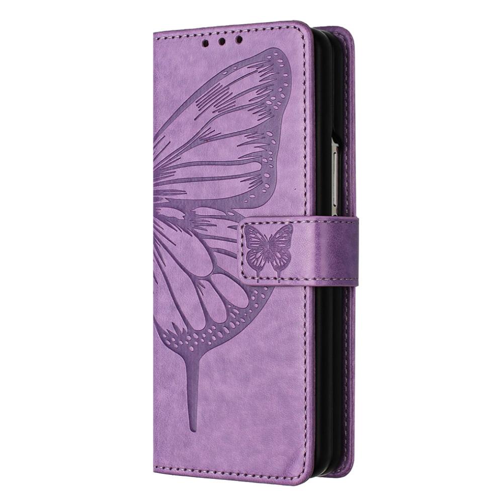 Butterfly Embossed Leather Phone Case - Grey