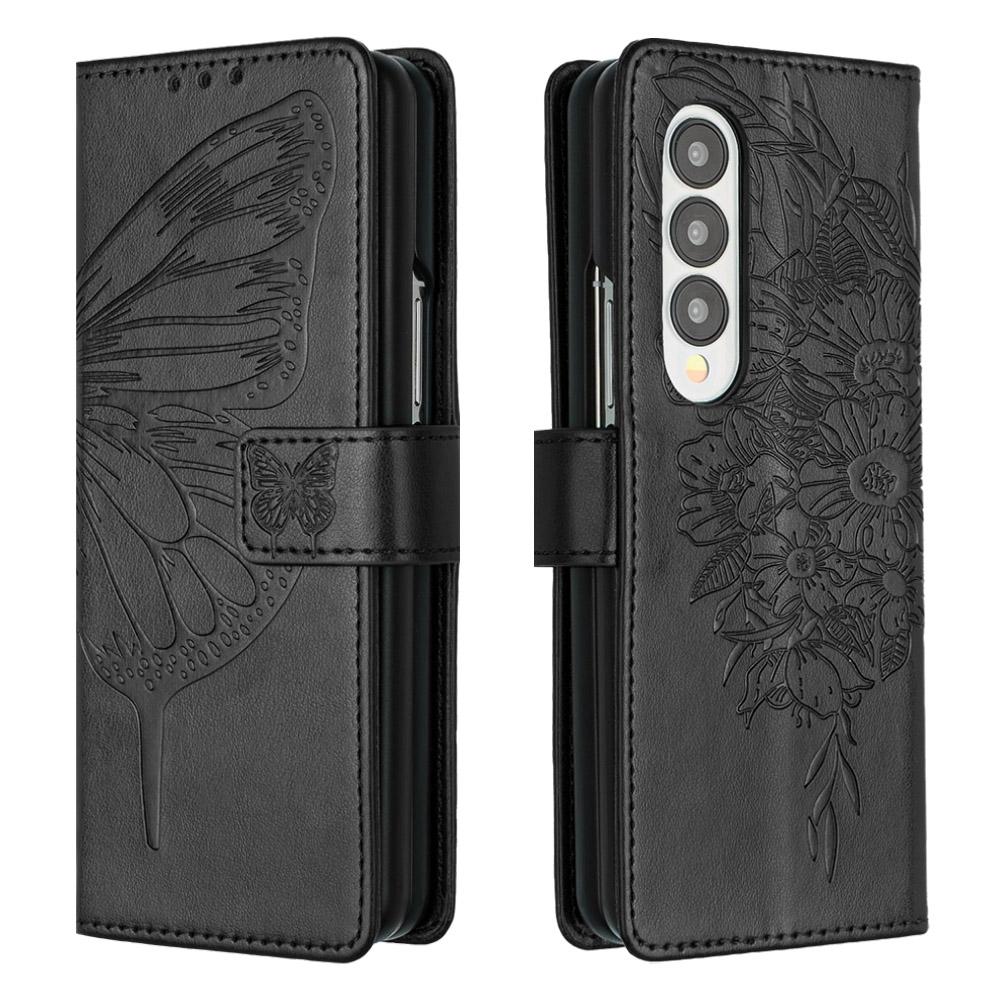 Butterfly Embossed Leather Phone Case - Grey