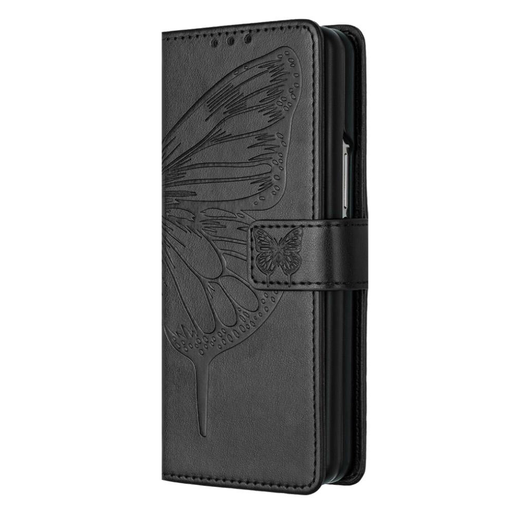 Butterfly Embossed Leather Phone Case - Grey