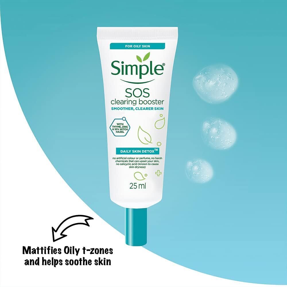 3x Simple 25ml SOS Clearing Booster Long Lasting Shine & Blemish Control