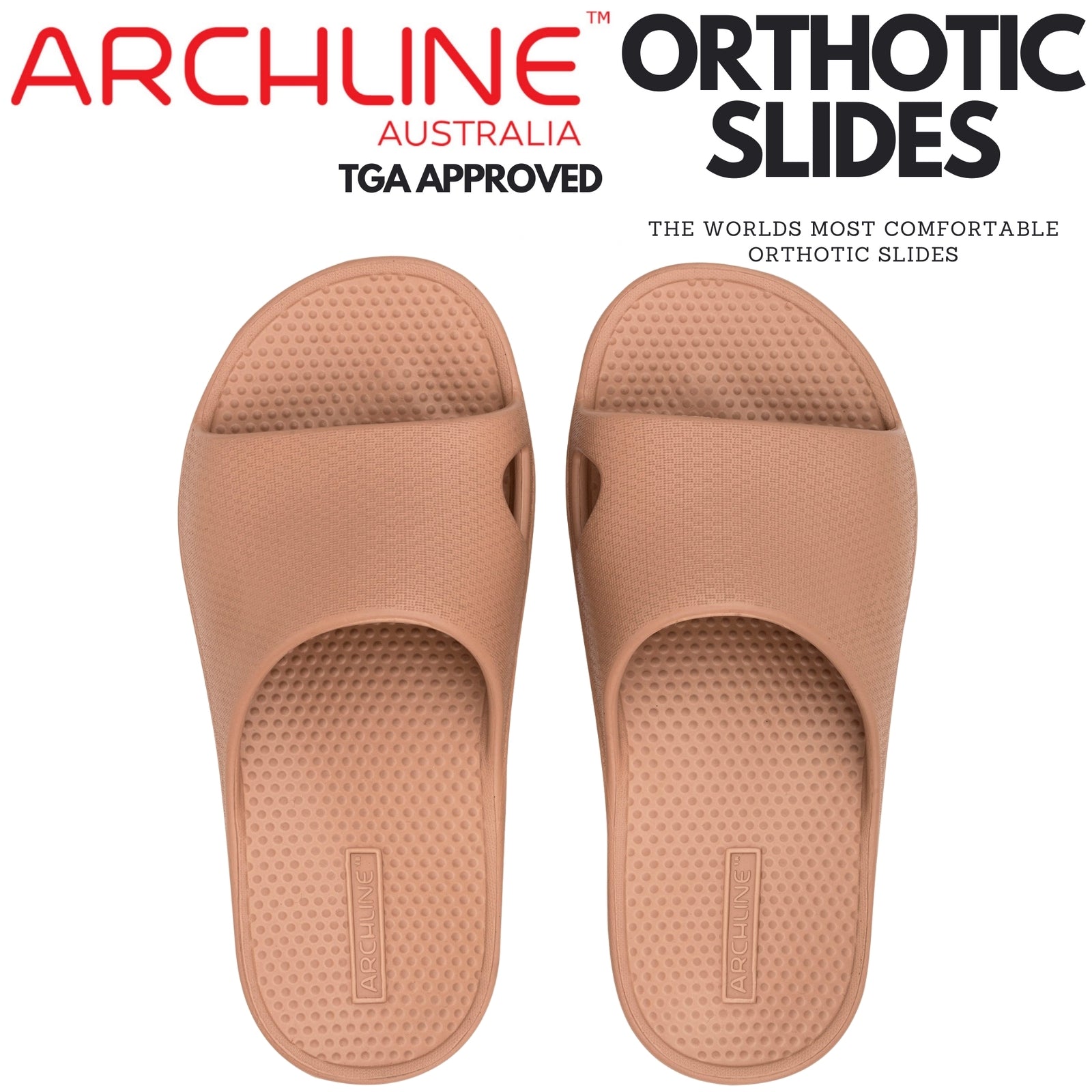 Archline Rebound Orthotic Slides Flip Flop Thongs Slip On Arch Support - Putty - Euro 39