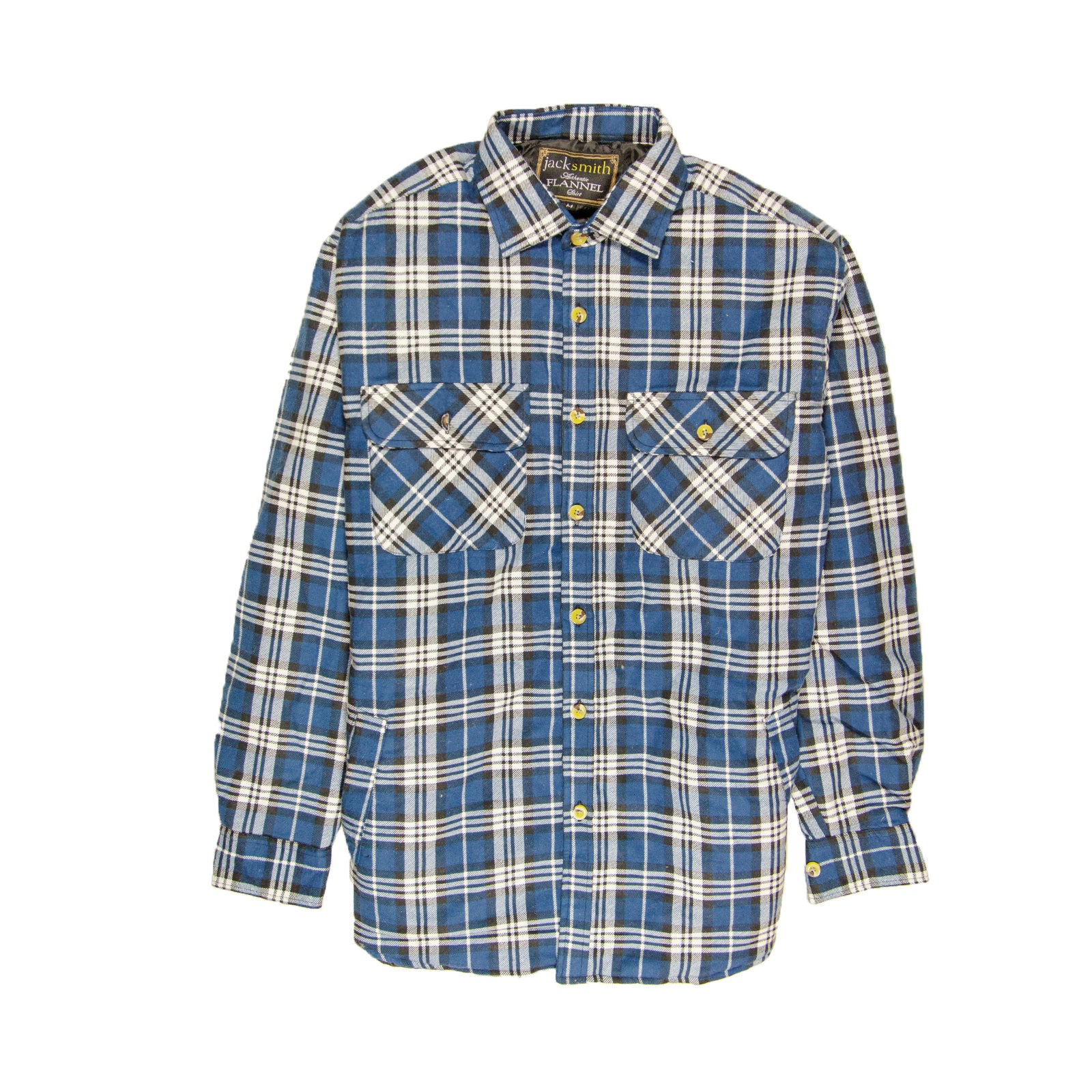 Mens Flannelette Long Sleeve Shirt 100% Cotton Check - Full Placket - Spanish Blue - XXL