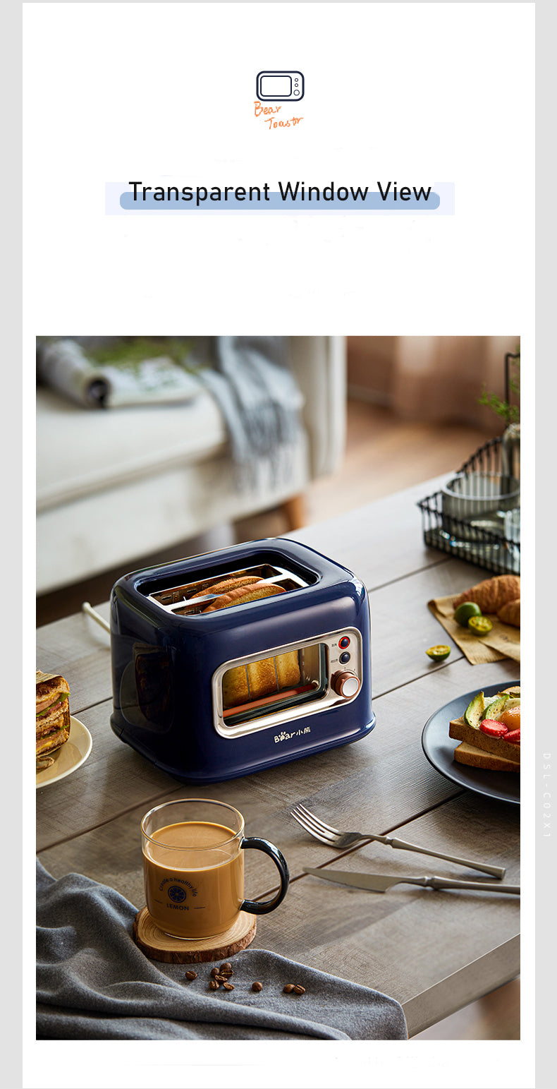 BEAR Double Slots Bread Toaster With Glass Window DSL-C02X1