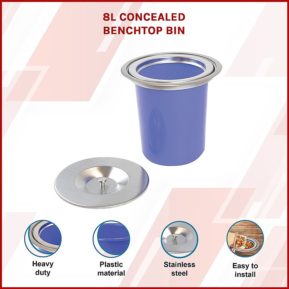 8L Concealed Benchtop Bin