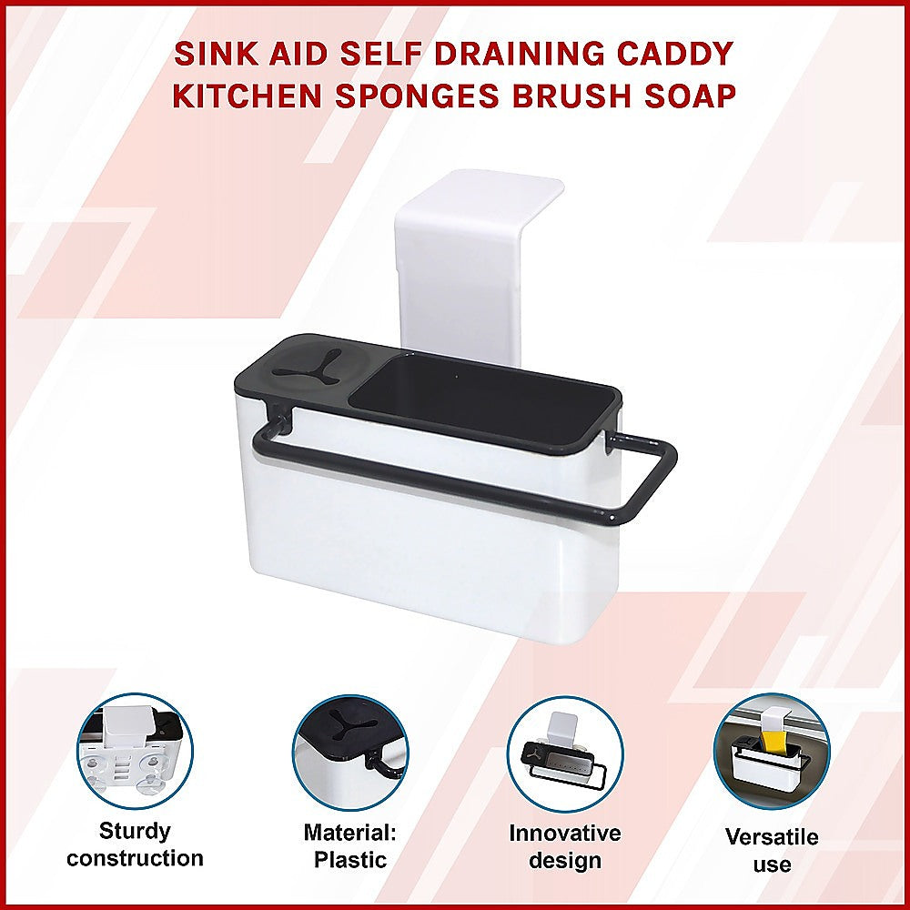 Sink Aid Self Draining Caddy Kitchen Sponges Brush Soap