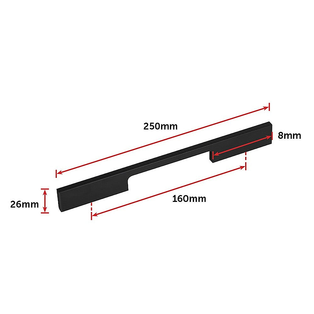 5 x 160mm Kitchen Handle Cabinet Cupboard Door Drawer Handles square Black furniture pulls