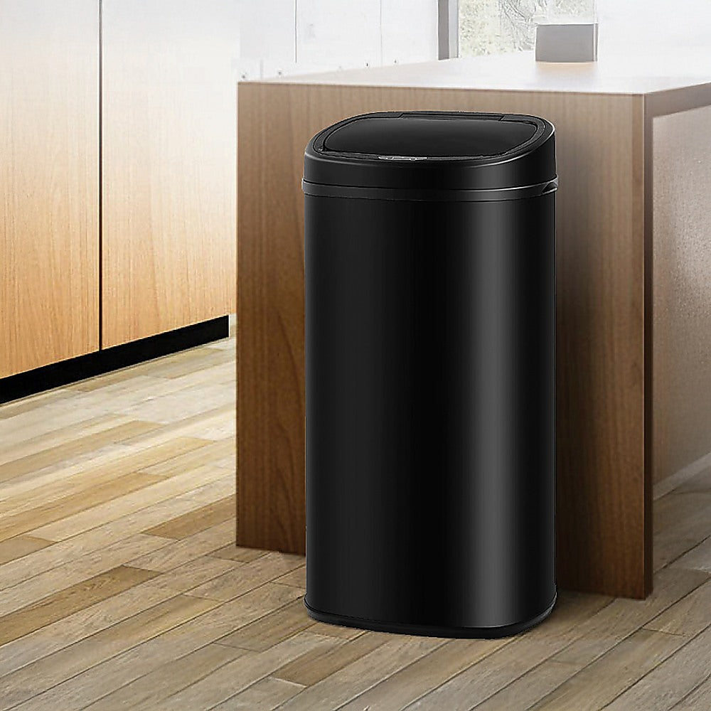 68L Motion Sensor Bin Automatic Stainless Steel Kitchen Rubbish Trash - Black