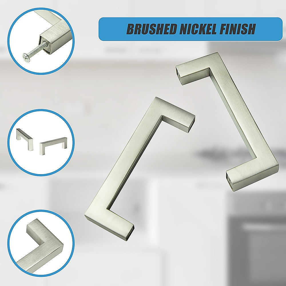 Brushed Nickel Stainless Steel Kitchen Cabinet Square Drawer Pull Door Handles 15-Pack