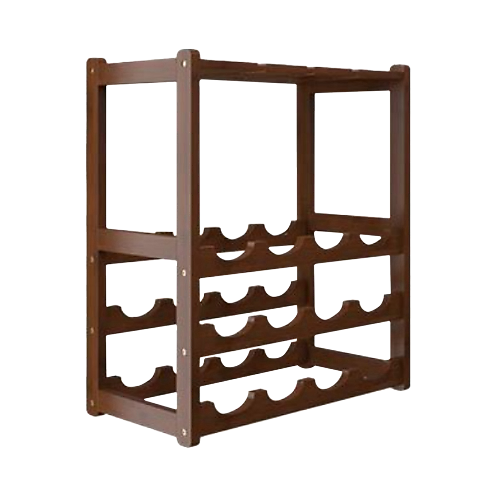 Wine Rack Free Standing 15 Bottles with 6 Glasses Holder Bamboo Wine Storage