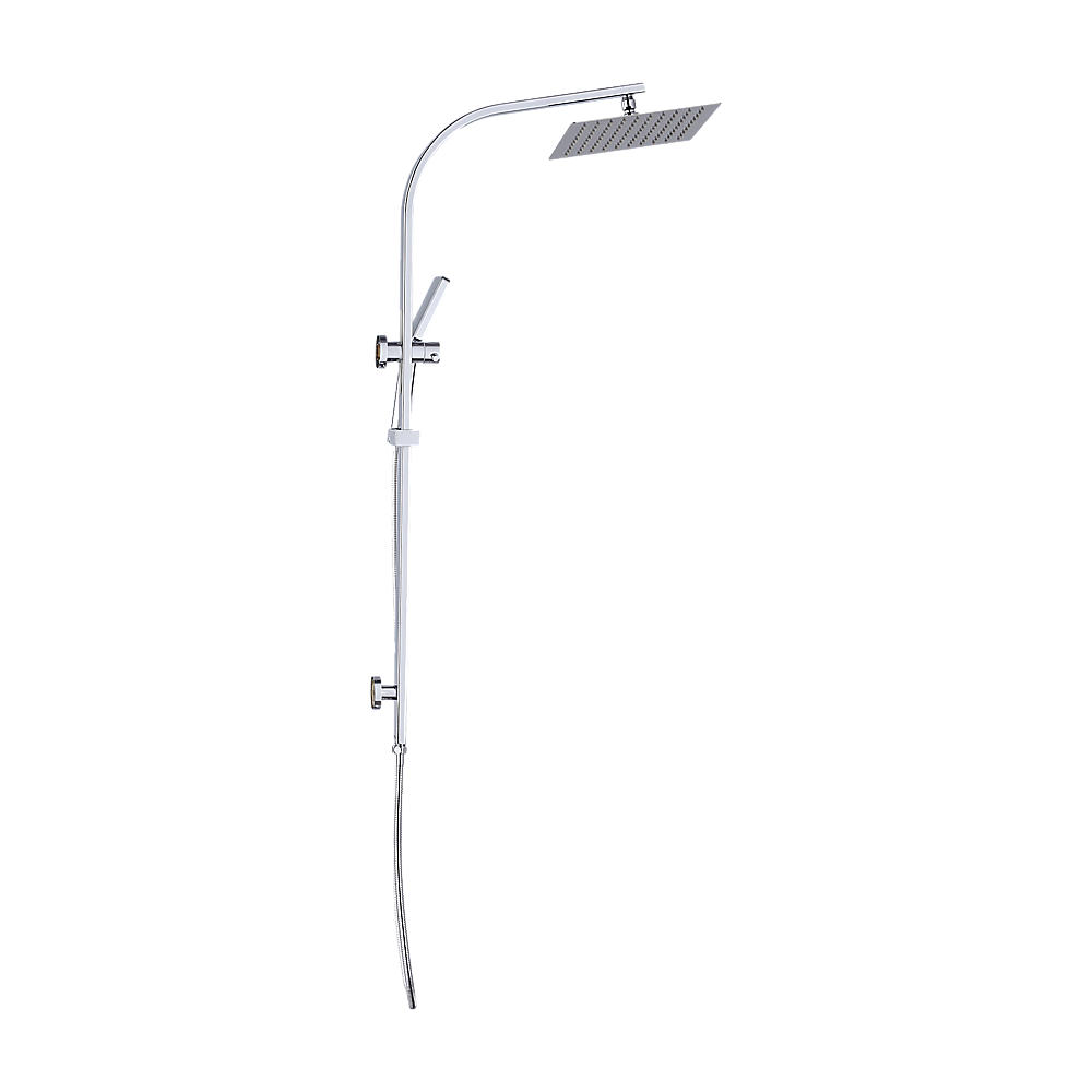 WELS 10" Rain Shower Head Set Square Dual Heads High Pressure with Handheld in Chrome