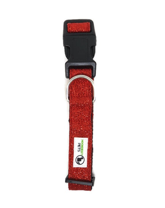 Bling Glitter Overlay Nylon Dog Collar Breakaway Buckle Small Red