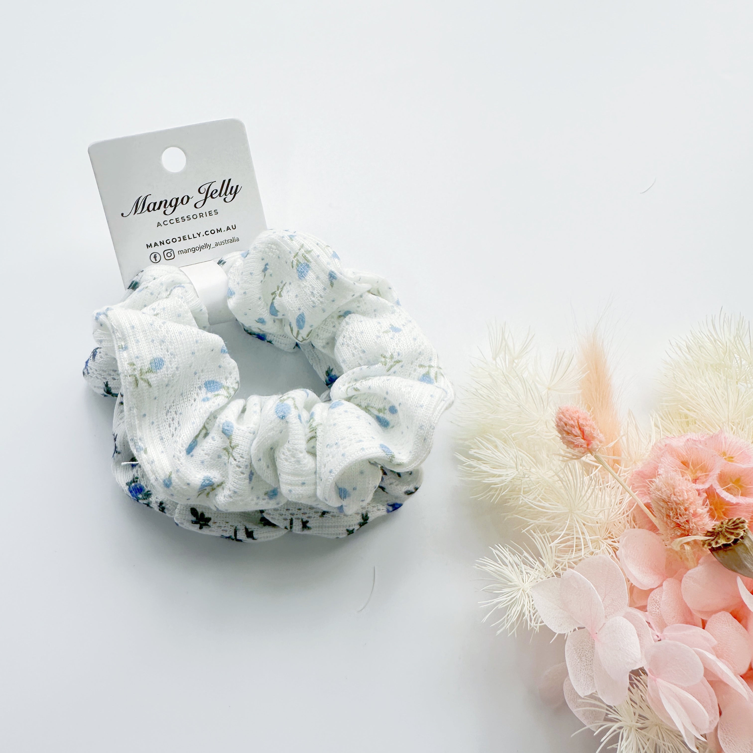 MANGO JELLY Scrunchies 2P - Blue Flowers