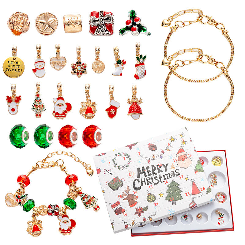 Christmas Charm Bracelet Advent Calendar - DIY Jewelry Gift Set with Festive Charms