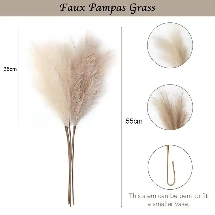 20 sticks Dark Purple Pampas Grass Bouquet-21.65" Fluffy Dried Pampas for Home Decor and Events