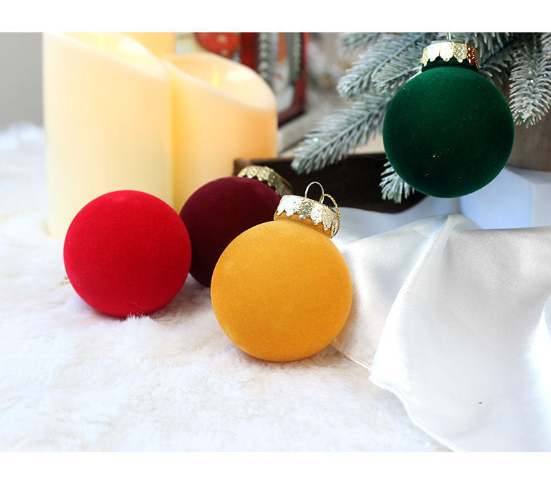 12-Piece Velvet Christmas Ornament Set - Classic Coffee, Green, and Brown Baubles for Holiday Tree Decoration (6cm)