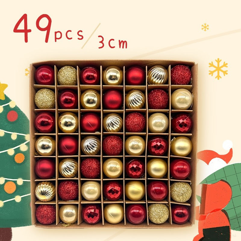 49-Piece Christmas Ornament Set - 3cm Red, Gold Baubles for Christmas Tree Decoration