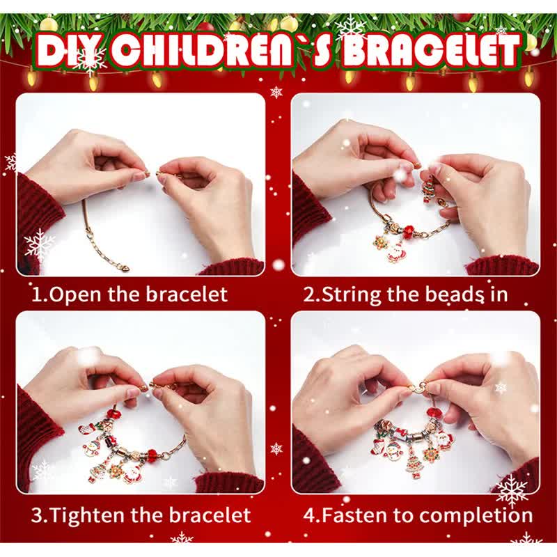 M-15ST Christmas Jewelry Advent Calendar - DIY Charm Bracelet Kit with 24 Days of Surprises