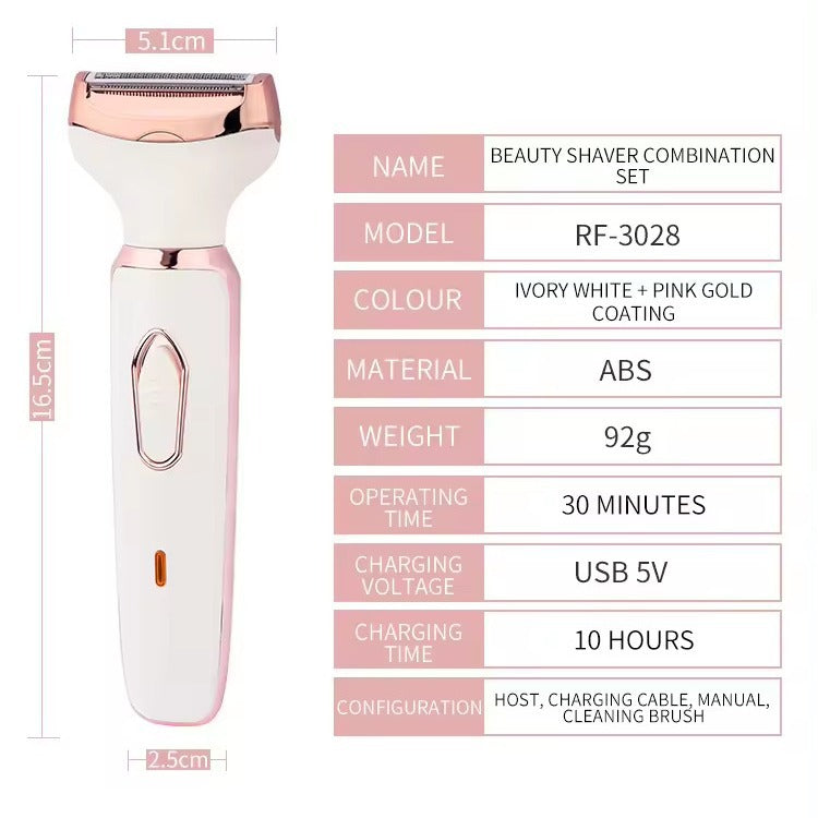 Women's 4-in-1 Electric Hair Removal Razor for Sensitive Areas - Underarm, Bikini Line & Body Grooming (3028 white)